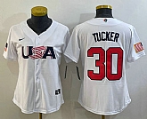 Women's USA Baseball #30 Kyle Tucker 2023 White World Classic Stitched Jersey,baseball caps,new era cap wholesale,wholesale hats