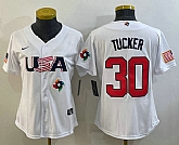 Women's USA Baseball #30 Kyle Tucker 2023 White World Classic Stitched Jerseys,baseball caps,new era cap wholesale,wholesale hats