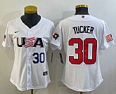 Women's USA Baseball #30 Kyle Tucker Number 2023 White World Classic Stitched Jersey,baseball caps,new era cap wholesale,wholesale hats
