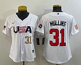 Women's USA Baseball #31 Cedric Mullins Number 2023 White World Classic Stitched Jersey,baseball caps,new era cap wholesale,wholesale hats