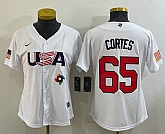 Women's USA Baseball #65 Nestor Cortes 2023 White World Classic Stitched Jerseys,baseball caps,new era cap wholesale,wholesale hats