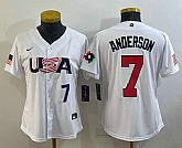 Women's USA Baseball #7 Tim Anderson Number 2023 White World Classic Stitched Jerseys,baseball caps,new era cap wholesale,wholesale hats