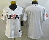 Women's USA Baseball Blank 2023 White World Baseball Classic Stitched Jerseys,baseball caps,new era cap wholesale,wholesale hats