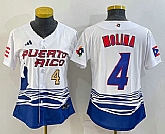 Womens Puerto Rico Baseball #4 Yadier Molina Number 2023 Red World Classic Stitched Jersey,baseball caps,new era cap wholesale,wholesale hats