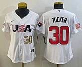 Womens USA Baseball #30 Kyle Tucker Number 2023 White World Classic Stitched Jersey,baseball caps,new era cap wholesale,wholesale hats