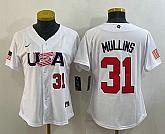Womens USA Baseball #31 Cedric Mullins Number 2023 White World Classic Stitched Jersey,baseball caps,new era cap wholesale,wholesale hats