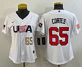 Womens USA Baseball #65 Nestor Cortes Number 2023 White World Classic Stitched Jersey,baseball caps,new era cap wholesale,wholesale hats