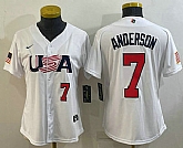 Womens USA Baseball #7 Tim Anderson Number 2023 White World Classic Stitched Jersey,baseball caps,new era cap wholesale,wholesale hats