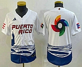 Youth Puerto Rico Baseball Big Logo White 2023 World Baseball Classic Stitched Jersey,baseball caps,new era cap wholesale,wholesale hats