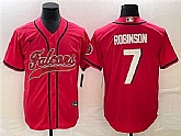Men's Atlanta Falcons #7 Bijan Robinson Red With Patch Cool Base Stitched Baseball Jersey,baseball caps,new era cap wholesale,wholesale hats