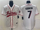 Men's Atlanta Falcons #7 Bijan Robinson White With Patch Cool Base Stitched Baseball Jersey,baseball caps,new era cap wholesale,wholesale hats