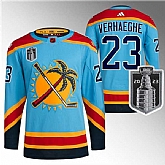 Men's Florida Panthers #23 Carter Verhaeghe Blue 2023 Stanley Cup Final Reverse Retro Stitched Jersey Dzhi,baseball caps,new era cap wholesale,wholesale hats