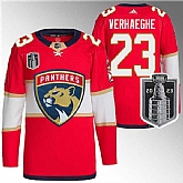 Men's Florida Panthers #23 Carter Verhaeghe Red 2023 Stanley Cup Final Stitched Jersey Dzhi,baseball caps,new era cap wholesale,wholesale hats