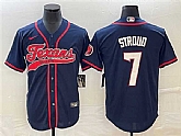 Men's Houston Texans #7 C.J. Stroud Navy With Patch Cool Base Stitched Baseball Jersey,baseball caps,new era cap wholesale,wholesale hats