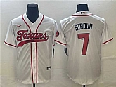 Men's Houston Texans #7 C.J. Stroud White With Patch Cool Base Stitched Baseball Jersey,baseball caps,new era cap wholesale,wholesale hats