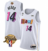 Men's Miami Heat #14 Tyler Herro White 2023 Finals City Edition With NO.6 Patch Stitched Basketball Jersey Dzhi,baseball caps,new era cap wholesale,wholesale hats