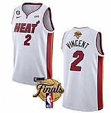 Men's Miami Heat #2 Gabe Vincent White 2023 Finals Association Edition With NO.6 Patch Stitched Basketball Jersey Dzhi,baseball caps,new era cap wholesale,wholesale hats