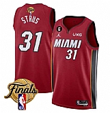Men's Miami Heat #31 Max Strus Red 2023 Finals Statement Edition With NO.6 Patch Stitched Basketball Jersey Dzhi,baseball caps,new era cap wholesale,wholesale hats
