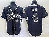 Men's New Orleans Saints #4 Derek Carr Black Reflective With Patch Cool Base Stitched Baseball Jersey,baseball caps,new era cap wholesale,wholesale hats