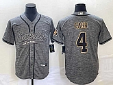 Men's New Orleans Saints #4 Derek Carr Grey Gridiron With Patch Cool Base Stitched Baseball Jersey,baseball caps,new era cap wholesale,wholesale hats