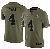 Men's New Orleans Saints #4 Derek Carr Olive Salute To Service Limited Stitched Jersey Dyin,baseball caps,new era cap wholesale,wholesale hats