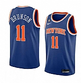 Men's New Yok Knicks #11 Jalen Brunson Blue With NO.6 Patch Stitched Basketball Jersey Dzhi,baseball caps,new era cap wholesale,wholesale hats