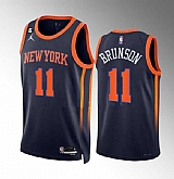 Men's New Yok Knicks #11 Jalen Brunson Navy Statement Edition With NO.6 Patch Stitched Basketball Jersey Dzhi,baseball caps,new era cap wholesale,wholesale hats