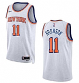 Men's New York Knicks #11 Jalen Brunson White Stitched Basketball Jersey Dzhi,baseball caps,new era cap wholesale,wholesale hats