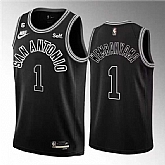 Men's San Antonio Spurs #1 Victor Wembanyama Black 2022-23 Classic Edition With NO.6 Patch Stitched Basketball Jersey Dzhi,baseball caps,new era cap wholesale,wholesale hats