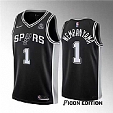 Men's San Antonio Spurs #1 Victor Wembanyama Black 2022-23 Icon Edition Stitched Basketball Jersey Dzhi,baseball caps,new era cap wholesale,wholesale hats