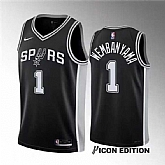 Men's San Antonio Spurs #1 Victor Wembanyama Black 2022-23 Icon Edition Stitched Basketball Jerseys Dzhi,baseball caps,new era cap wholesale,wholesale hats