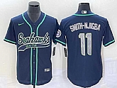 Men's Seattle Seahawks #11 Jaxon Smith-Njigba Navy With Patch Cool Base Stitched Baseball Jersey,baseball caps,new era cap wholesale,wholesale hats