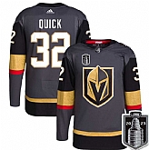 Men's Vegas Golden Knights #32 Jonathan Quick Gray 2023 Stanley Cup Final Stitched Jersey Dzhi,baseball caps,new era cap wholesale,wholesale hats