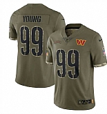 Men's Washington Commanders #99 Chase Young 2022 Olive Salute To Service Limited Stitched Jersey Dyin,baseball caps,new era cap wholesale,wholesale hats