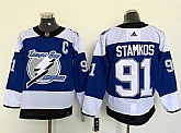 Tampa Bay Lightning #91 Steven Stamkos Blue Men's Adidas 2020-21 Reverse Retro Alternate NHL Jersey,baseball caps,new era cap wholesale,wholesale hats