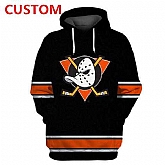 Men's Anaheim Ducks Black Custom All Stitched Hooded Sweatshirt