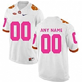 Men's Clemson Tigers White Customized Breast Cancer Awareness College Football Jersey,baseball caps,new era cap wholesale,wholesale hats