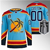 Men's Florida Panthers Custom Blue 2023 Stanley Cup Final Reverse Retro Stitched Jersey
