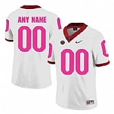 Men's Georgia Bulldogs White Customized Breast Cancer Awareness College Football Jersey