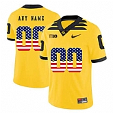 Men's Lowa Hawkeyes Customized Yellow USA Flag College Football Jersey