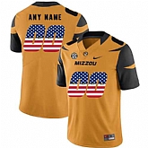 Men's Missouri Tigers Customized Gold USA Flag Nike College Football Jersey