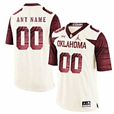 Men's Oklahoma Sooners White With Red Customized College Football Jersey