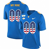 Men's Pittsburgh Panthers Customized Blue USA Flag 150th Anniversary Patch Nike College Football Jersey