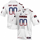 Men's South Carolina Gamecocks White Customized USA Flag College Football Jersey