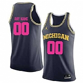 Men's University Of Michigan Navy 2018 Breast Cancer Awareness Customized College Basketball Jersey,baseball caps,new era cap wholesale,wholesale hats