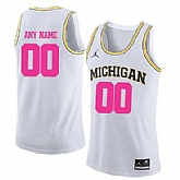 Men's University Of Michigan White 2018 Breast Cancer Awareness Customized College Basketball Jersey,baseball caps,new era cap wholesale,wholesale hats