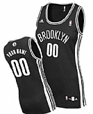 Women's Customized Brooklyn Nets Black Jersey 