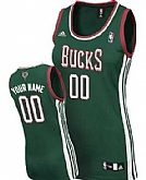 Women's Customized Milwaukee Bucks Green Jersey 