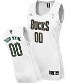 Women's Customized Milwaukee Bucks White Jersey 