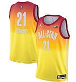 Men's 2023 All-Star #21 Joel Embiid Orange Game Swingman Stitched Basketball Jersey Dzhi,baseball caps,new era cap wholesale,wholesale hats